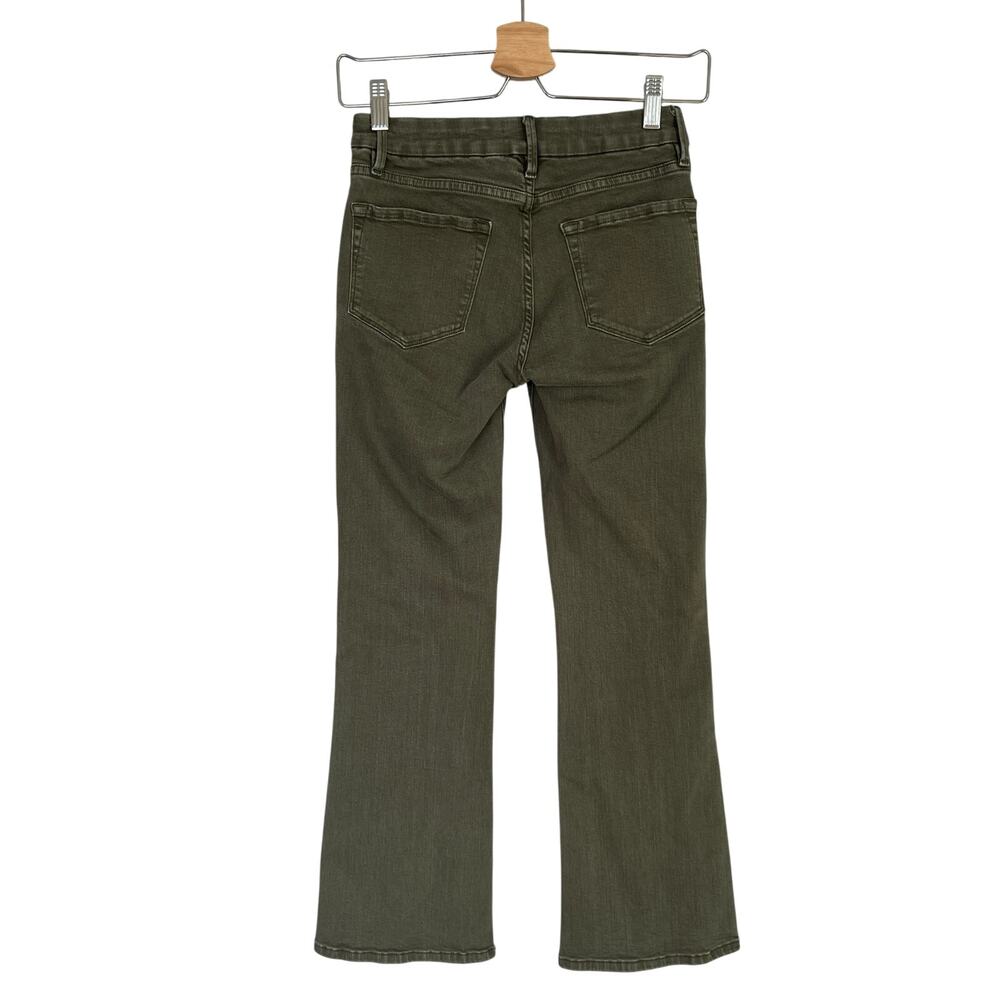 Frame Le Crop Mini Boot Jeans Army Green High Rise Stretch Denim 24 Kick Flare - Picture 4 of 13
